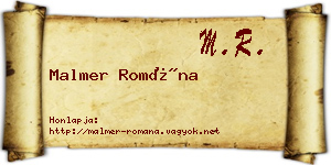 Malmer Romána névjegykártya